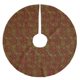 Jupon De Sapin En Polyester Brossé William Morris Nostalgic Classic Red Tree Jupe