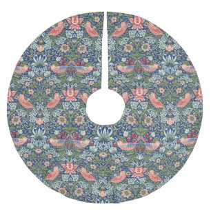 Jupon De Sapin En Polyester Brossé William Morris Strawberry Thief Marine Corail