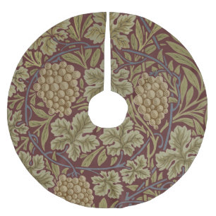 Jupon De Sapin En Polyester Brossé William Morris Vine Grappe Rouge Vert Art