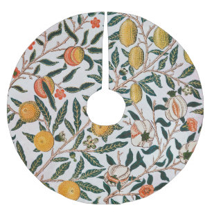 Jupon De Sapin En Polyester Brossé William Morris Vintage Fruit Grenade Blanc