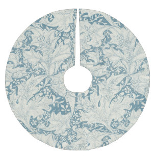 Jupon De Sapin En Polyester Brossé William Morris Wallflower bleu damas floral