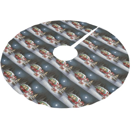 Jupon De Sapin En Polyester Brossé Winter Chihuahua Caravan Christmas Adventure (Angle)