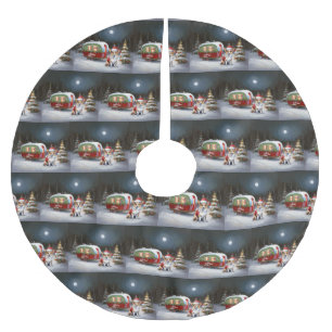 Jupon De Sapin En Polyester Brossé Winter Corgi Caravan Christmas Adventure