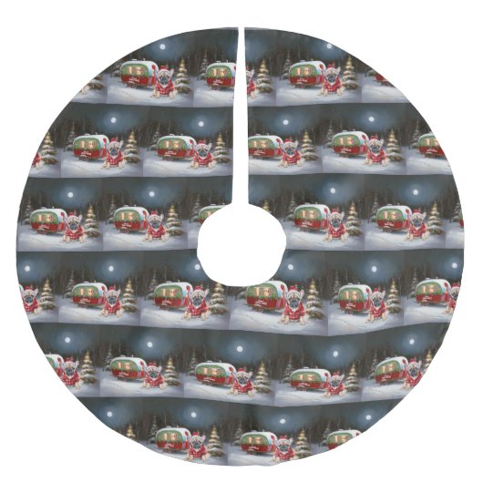 Jupon De Sapin En Polyester Brossé Winter French Bulldog Caravan Christmas Adventure (Devant)