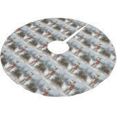 Jupon De Sapin En Polyester Brossé Wirefox Terrier Chien de Noël de neige (Angle)