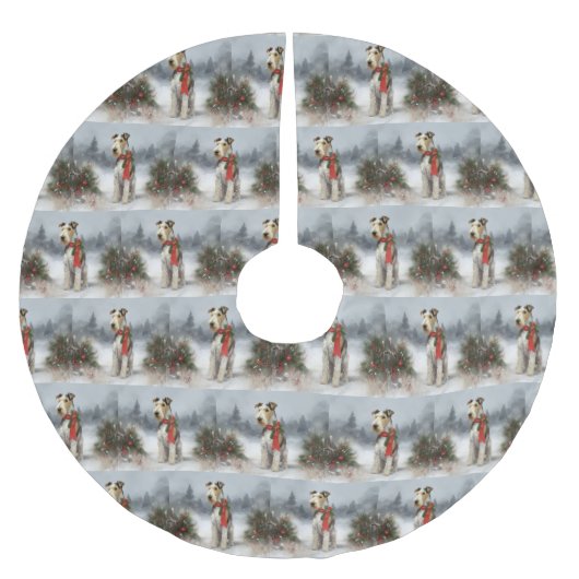 Jupon De Sapin En Polyester Brossé Wirefox Terrier Chien de Noël de neige (Devant)