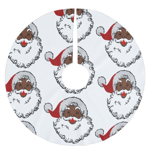 Jupon De Sapin En Polyester Brossé xmas black santa claus (Devant)