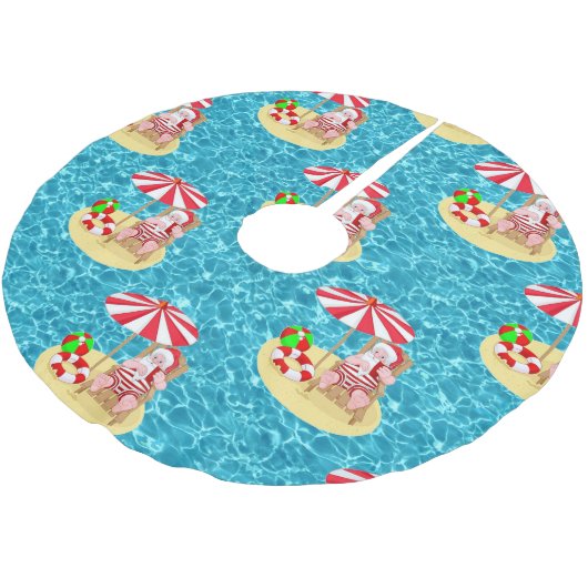 Jupon De Sapin En Polyester Brossé xmas plage santa claus (Angle)