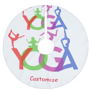 Jupon De Sapin En Polyester Brossé Yoga Poses Silhouettes Thunder_Cove
