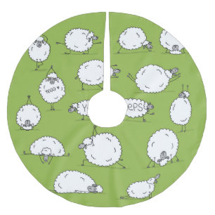 Jupon De Sapin En Polyester Brossé Yoga Sheep : Whimsical Sketch Fun.