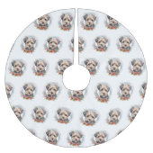 Jupon De Sapin En Polyester Brossé Yorkipoo Noël Wreath Festive Pup (Devant)