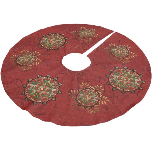 Jupon De Sapin En Polyester Brossé Yule Mandala (Angle)