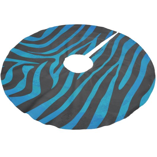 Jupon De Sapin En Polyester Brossé Zebra Black et Blue Print (Angle)