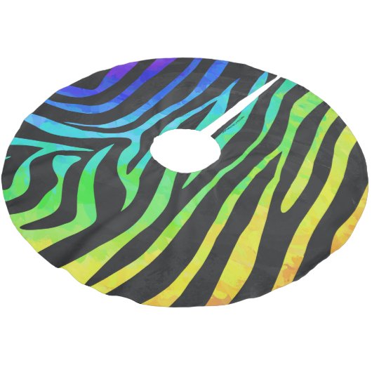 Jupon De Sapin En Polyester Brossé Zebra Black et Rainbow Print (Angle)