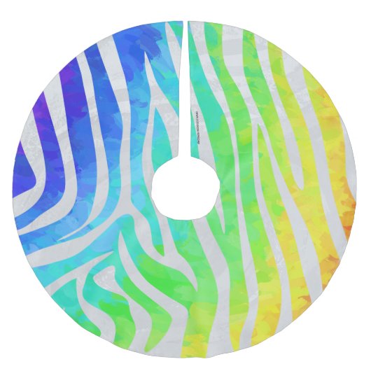 Jupon De Sapin En Polyester Brossé Zebra Rainbow et White Print (Devant)