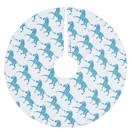 Jupon De Sapin En Polyester Brossé Zebra Silhouette Bleu et Blanc (Devant)