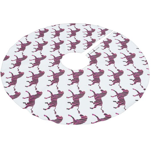 Jupon De Sapin En Polyester Brossé Zebra Silhouette noir et rose chaud (Angle)
