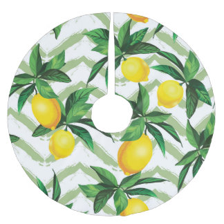 Jupon De Sapin En Polyester Brossé Zigzag citron : motif vintage à la main.