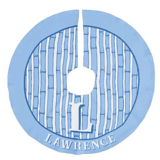 Jupon De Sapin Imitation Lin Bambooey Bamboo Stripe in Blue Personalized (Devant)