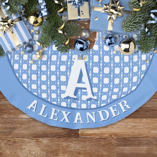 Jupon De Sapin Imitation Lin Chinoiserie Cane Trellis in Blue Personalized