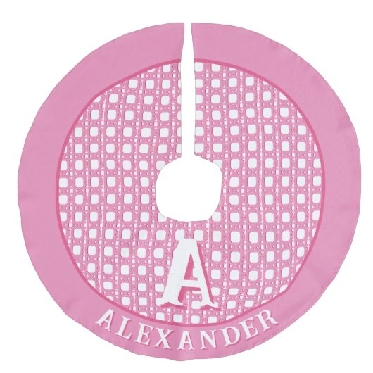 Jupon De Sapin Imitation Lin Chinoiserie Cane Trellis in Pink Personalized (Devant)