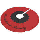 Jupon De Sapin Imitation Lin Custom Family Name Black Red Christmas Tree Skirt (Angle)