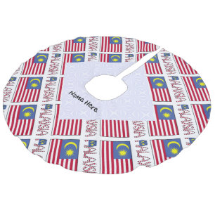 Jupon De Sapin Imitation Lin Drapeau malaisien de personnalisation en noir