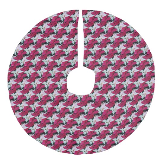 Jupon De Sapin Imitation Lin Festive vacances Poinsettias Motif (Devant)