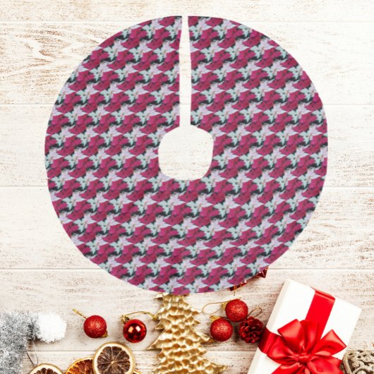 Jupon De Sapin Imitation Lin Festive vacances Poinsettias Motif