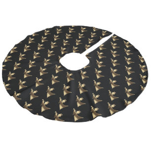 Jupon De Sapin Imitation Lin Joyeux Noël Elegant Black Gold Angel Motif