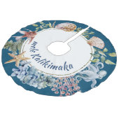 Jupon De Sapin Imitation Lin Mele Kalikimaka Côtier Tropical Thème Noël (Angle)