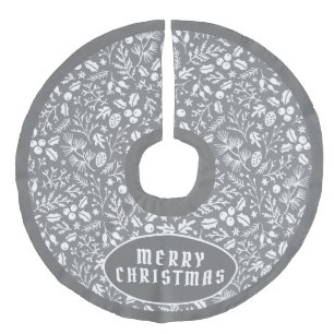 Jupon De Sapin Imitation Lin Motif de Noël blanc gris sophistiqué