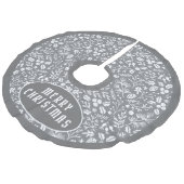 Jupon De Sapin Imitation Lin Motif de Noël blanc gris sophistiqué (Angle)