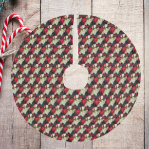 Jupon De Sapin Imitation Lin Motif de poinsététie rouge et blanc variable