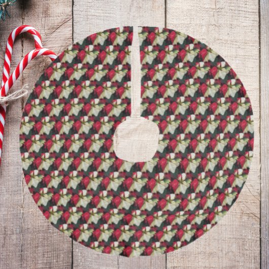 Jupon De Sapin Imitation Lin Motif de poinsététie rouge et blanc variable