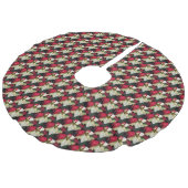 Jupon De Sapin Imitation Lin Motif de poinsététie rouge et blanc variable (Angle)