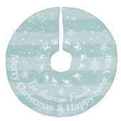 Jupon De Sapin Imitation Lin Noël personnalisé de la forêt de rennes bleus (Devant)