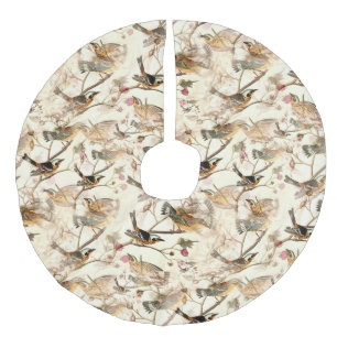 Jupon De Sapin Imitation Lin Oiseaux sur une branche