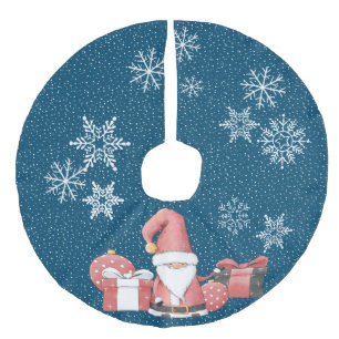 Jupon De Sapin Imitation Lin Red Père Noël Gnome avec cadeaux Faux Linen Tree J