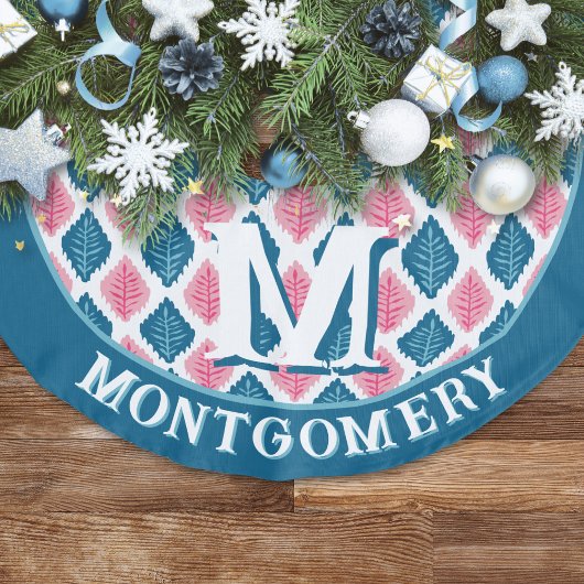 Jupon De Sapin Imitation Lin Scallop Leaf Diamond in Pink + Aqua Personalized