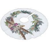 Jupon De Sapin Imitation Lin Serre de Noël en bois avec plumes (Angle)