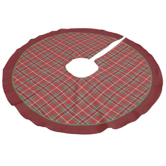 Jupon De Sapin Imitation Lin Tartan vert rouge Plaid Custom Christmas Tree Jupe (Angle)