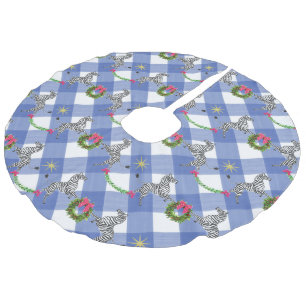 Jupon De Sapin Imitation Lin Zèbres de vacances sur Plaid Bleu