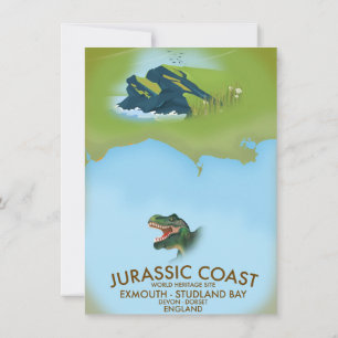 Jurassic Coast England South Coast Travel poster Kaart