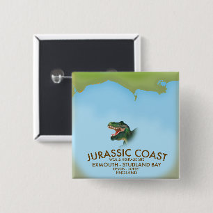 Jurassic Coast England South Coast Travel poster Vierkante Button 5,1 Cm