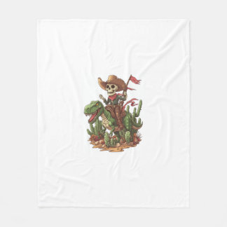 Jurassic Cowboy Skull beroemd gemaakt door Funny D Fleece Deken