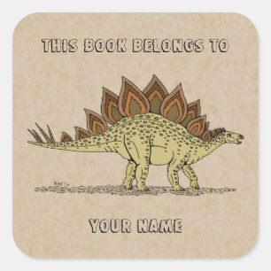 Jurassic Dinosaur Stegosaurus Bookplaat Vierkante Sticker