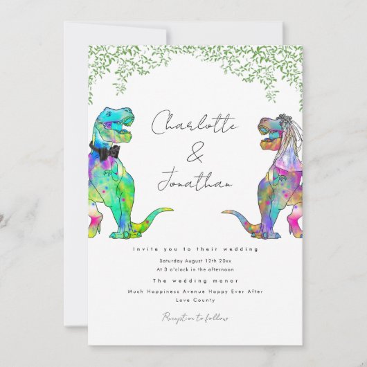 Jurassic Dinosaur Thème Faire-part de mariage (Devant)