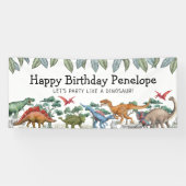 Jurassic Dinosaures Bannière d'anniversaire (Horizontal)