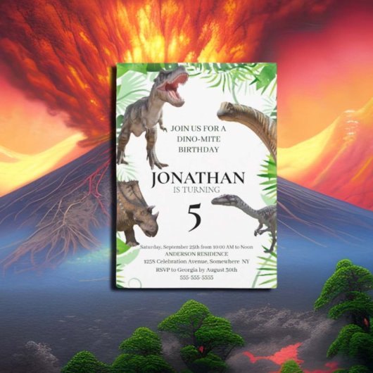 Jurassic Dinosaures jungle Invitation